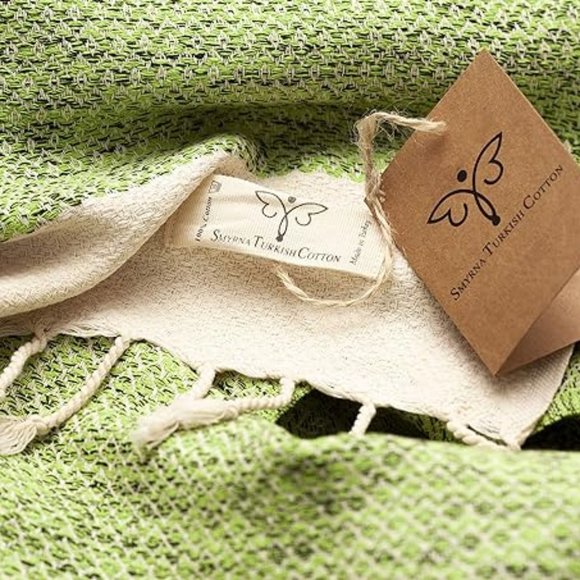 Turkish beach green towel 37x71 inch - Picture 4 of 6